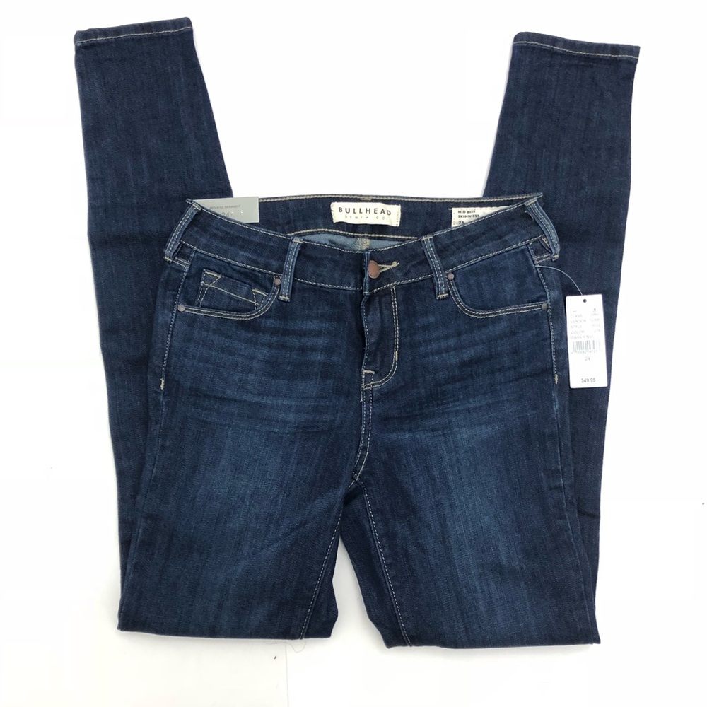 Bullhead mid rise skinny jeans dark rinse size 24